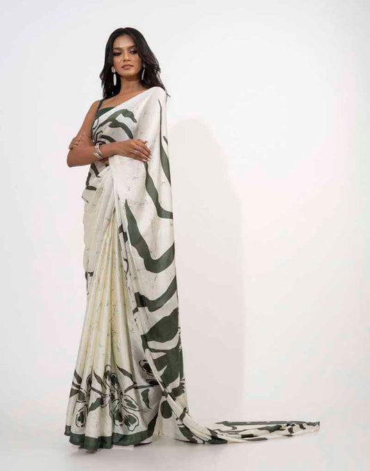 ETHNIC FUSION PRINTED BATIK INSPIRED SILK SAREE