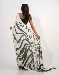 ETHNIC FUSION PRINTED BATIK INSPIRED SILK SAREE