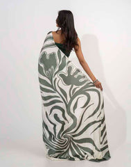 ETHNIC FUSION PRINTED BATIK INSPIRED SILK SAREE