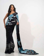 ETHNIC FUSION PRINTED BATIK INSPIRED SILK SAREE
