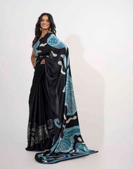 ETHNIC FUSION PRINTED BATIK INSPIRED SILK SAREE