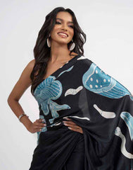 ETHNIC FUSION PRINTED BATIK INSPIRED SILK SAREE