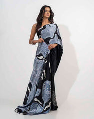 ETHNIC FUSION PRINTED BATIK INSPIRED SILK SAREE