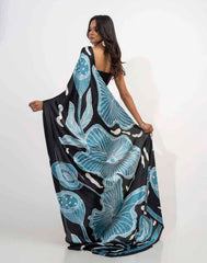 ETHNIC FUSION PRINTED BATIK INSPIRED SILK SAREE