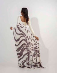 ETHNIC FUSION PRINTED BATIK INSPIRED SILK SAREE
