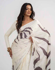 ETHNIC FUSION PRINTED BATIK INSPIRED SILK SAREE