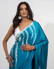 ETHNIC FUSION PRINTED BATIK INSPIRED SILK SAREE