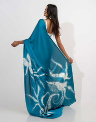 ETHNIC FUSION PRINTED BATIK INSPIRED SILK SAREE