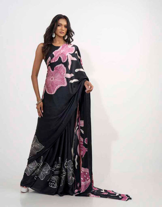 ETHNIC FUSION PRINTED BATIK INSPIRED SILK SAREE