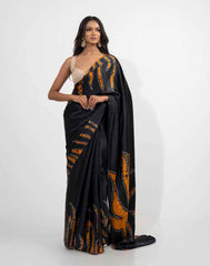 ETHNIC FUSION PRINTED BATIK INSPIRED SILK SAREE