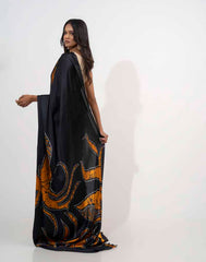 ETHNIC FUSION PRINTED BATIK INSPIRED SILK SAREE