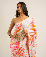 ETHNIC FUSION PRINTED BATIK INSPIRED SILK SAREE