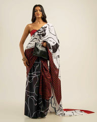 ETHNIC FUSION PRINTED BATIK INSPIRED SILK SAREE