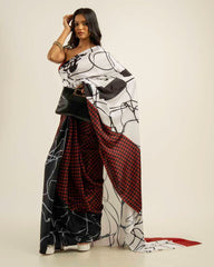 ETHNIC FUSION PRINTED BATIK INSPIRED SILK SAREE
