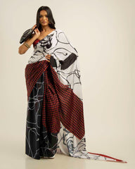 ETHNIC FUSION PRINTED BATIK INSPIRED SILK SAREE