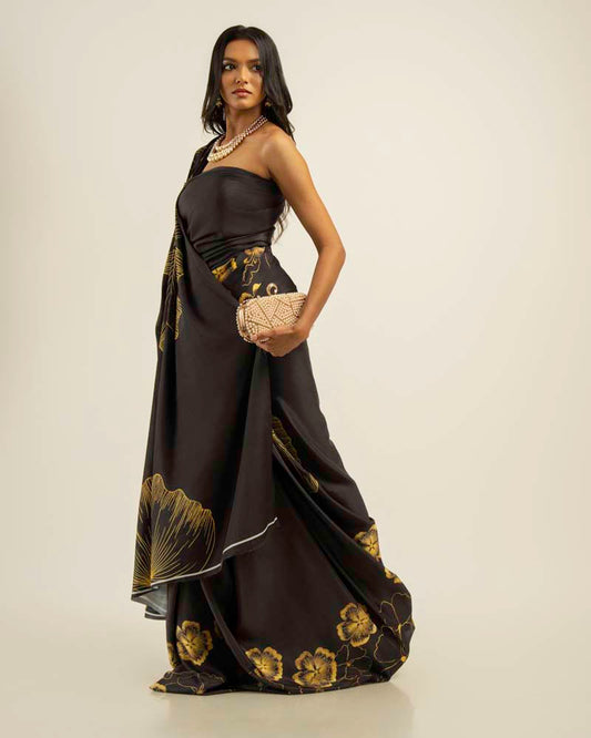 ETHNIC FUSION PRINTED BATIK INSPIRED SILK SAREE