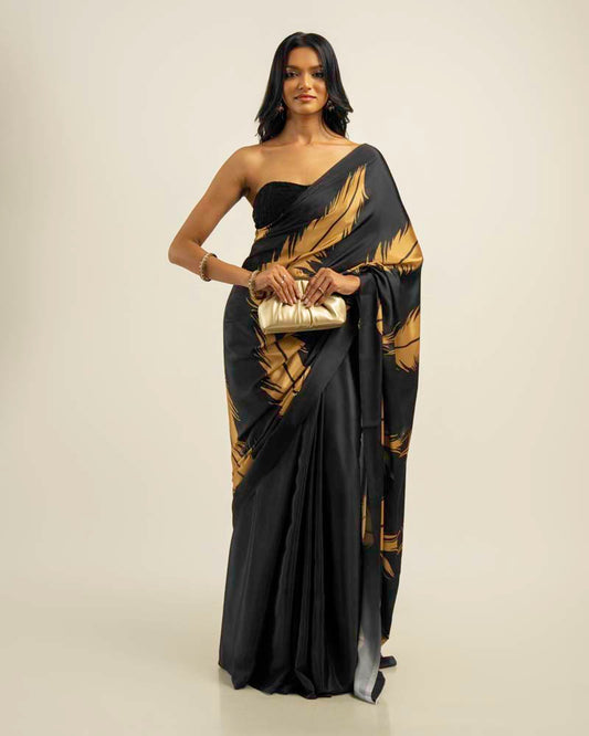 ETHNIC FUSION PRINTED BATIK INSPIRED SILK SAREE