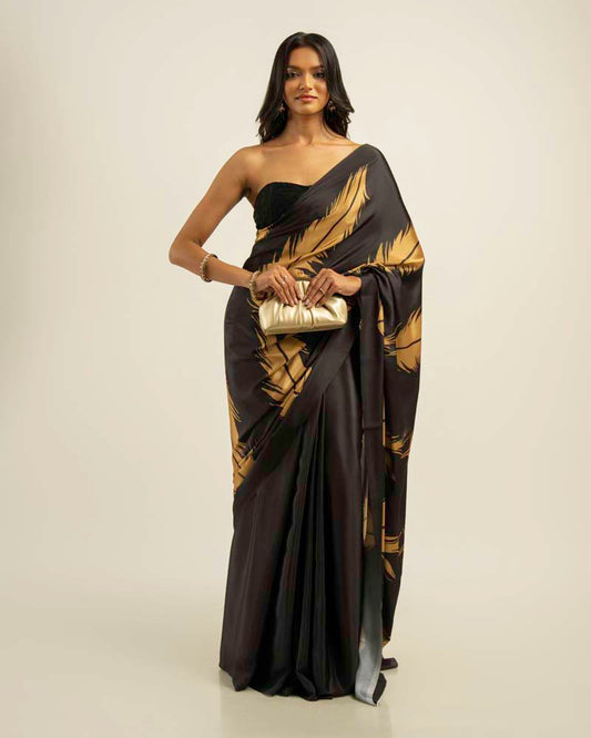 ETHNIC FUSION PRINTED BATIK INSPIRED SILK SAREE