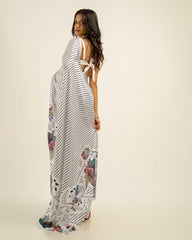 ETHNIC FUSION PRINTED BATIK INSPIRED SILK SAREE