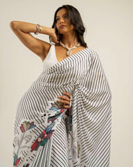 ETHNIC FUSION PRINTED BATIK INSPIRED SILK SAREE