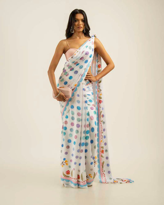 ETHNIC FUSION PRINTED BATIK INSPIRED SILK SAREE