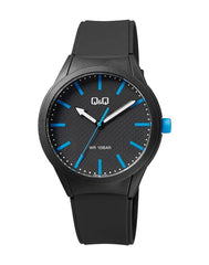 Q&Q Watch for Men, Black Rubber Strap-VR28J026Y