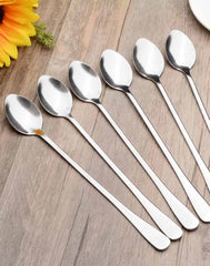 Long Handle Spoon Stainless Steel - 6pcs
