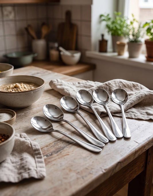 Silver Soup Spoon - Stainless Steel - 6pcs