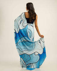 ETHNIC FUSION PRINTED BATIK INSPIRED SILK SAREE