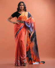 ETHNIC FUSION PRINTED SILK SAREE