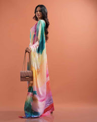 ETHNIC FUSION PRINTED SILK SAREE