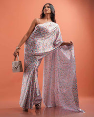 ETHNIC FUSION PRINTED SILK SAREE