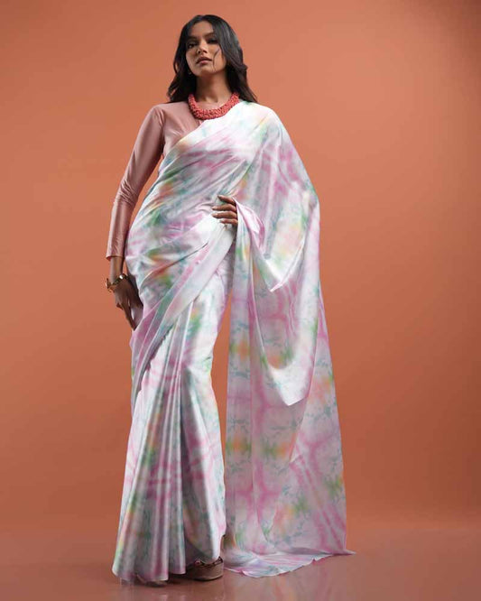 ETHNIC FUSION PRINTED SILK SAREE