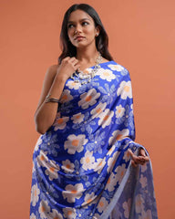 ETHNIC FUSION PRINTED SILK SAREE