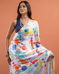 ETHNIC FUSION PRINTED SILK SAREE