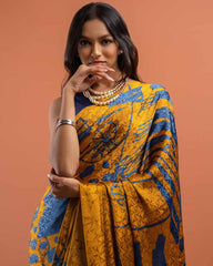 ETHNIC FUSION PRINTED SILK SAREE