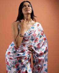 ETHNIC FUSION PRINTED SILK SAREE