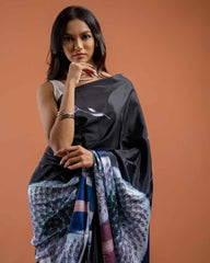 ETHNIC FUSION PRINTED SILK SAREE