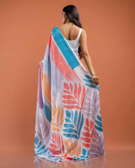 ETHNIC FUSION PRINTED SILK SAREE