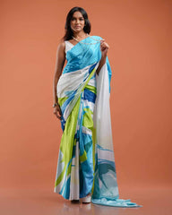 ETHNIC FUSION PRINTED SILK SAREE
