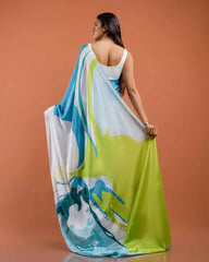 ETHNIC FUSION PRINTED SILK SAREE
