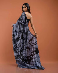 ETHNIC FUSION PRINTED SILK SAREE