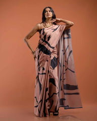 ETHNIC FUSION PRINTED SILK SAREE