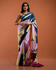 ETHNIC FUSION PRINTED SILK SAREE