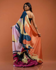 ETHNIC FUSION PRINTED SILK SAREE