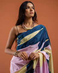 ETHNIC FUSION PRINTED SILK SAREE
