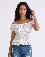 Ladies Puff Sleeve Blouse Top