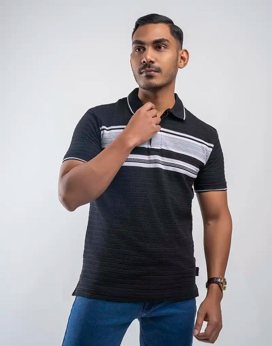 BIGG BOSS STRIPED POLO T - SHIRT