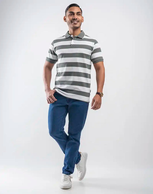 JOBBS STRIPED POLO T - SHIRT