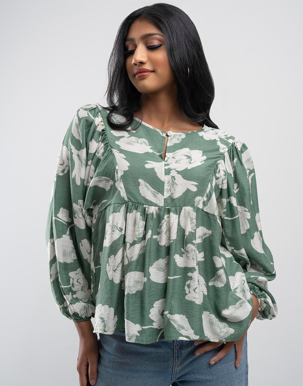 LADIES FLORAL PRINTED BLOUSE TOP